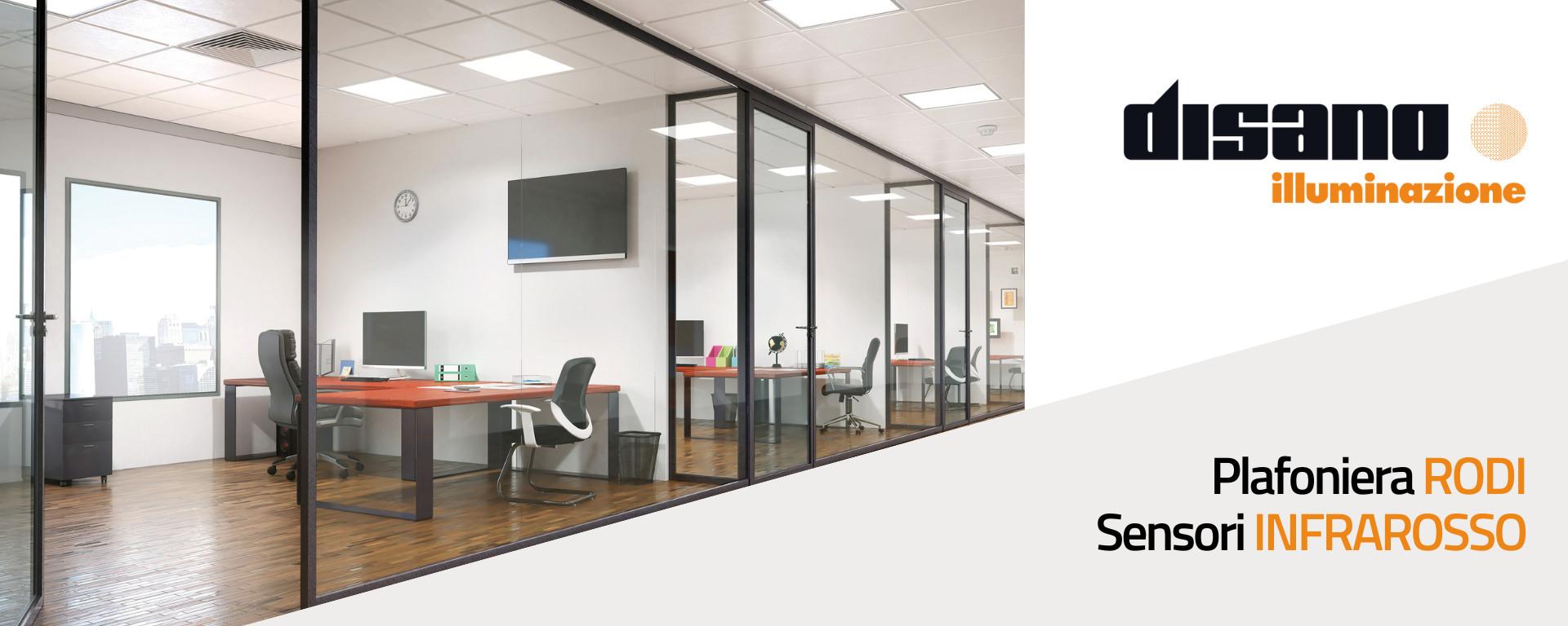 Disano Illuminazione: plafoniera Rodi e sensori Infrarosso